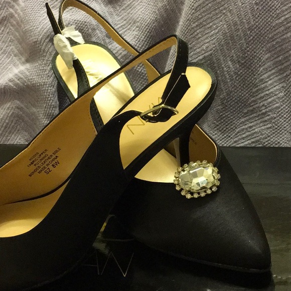 IMAN,8W,BLACK SATIN Heels,3”,NWT,NIB,Never worn SLINGBACK - Picture 7 of 10